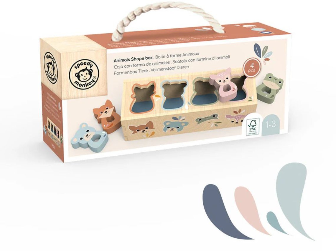 Dřevěná vkládačka Speedy Monkey Shape box - Zvířátka