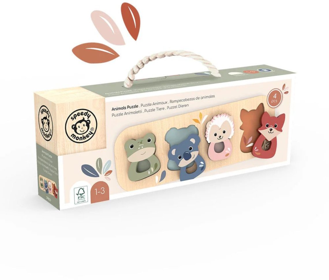 Dřevěné puzzle Speedy Monkey - Zvířátka