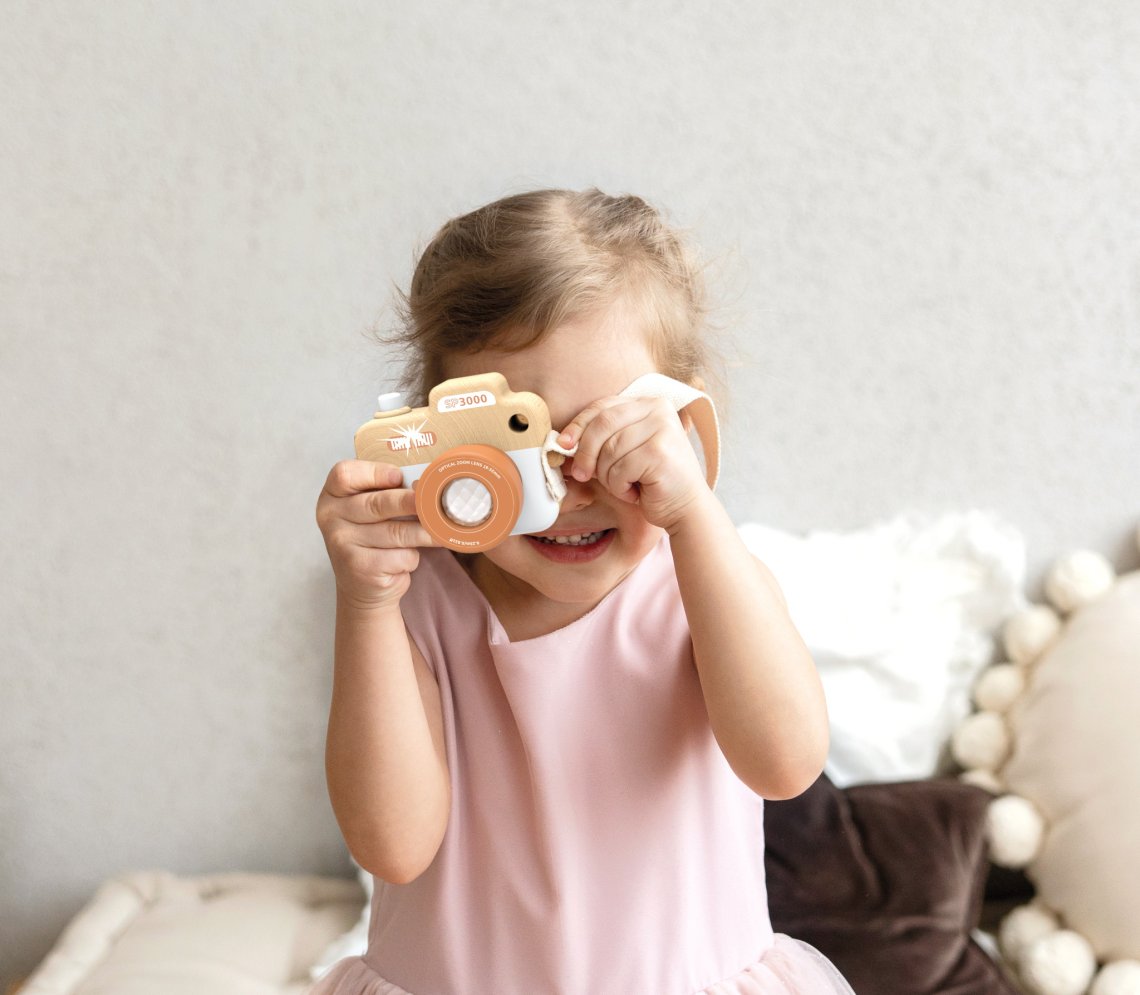 Dřevěná hračka Speedy Monkey - fotoaparát