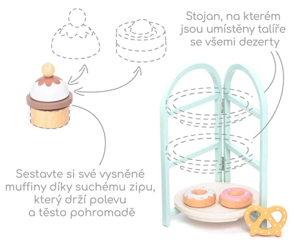 Zákusky se stojanem, 16 dílků