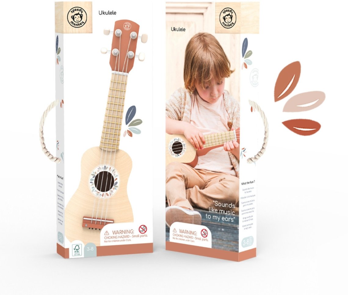 Dřevěný hudební nástroj Speedy Monkey - Ukulele