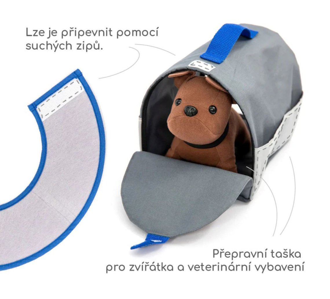 Veterinární sada s pejskem, modrá, 37 dílků