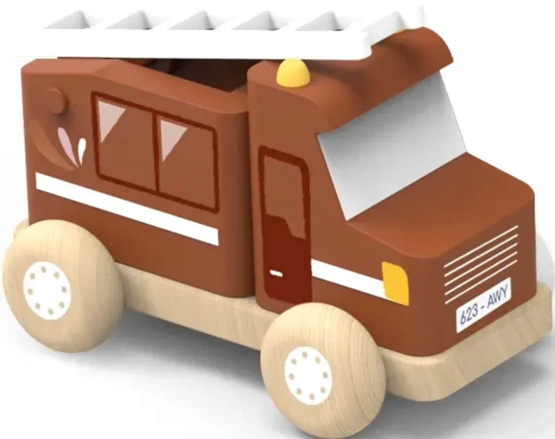 Dřevěné hasičské auto