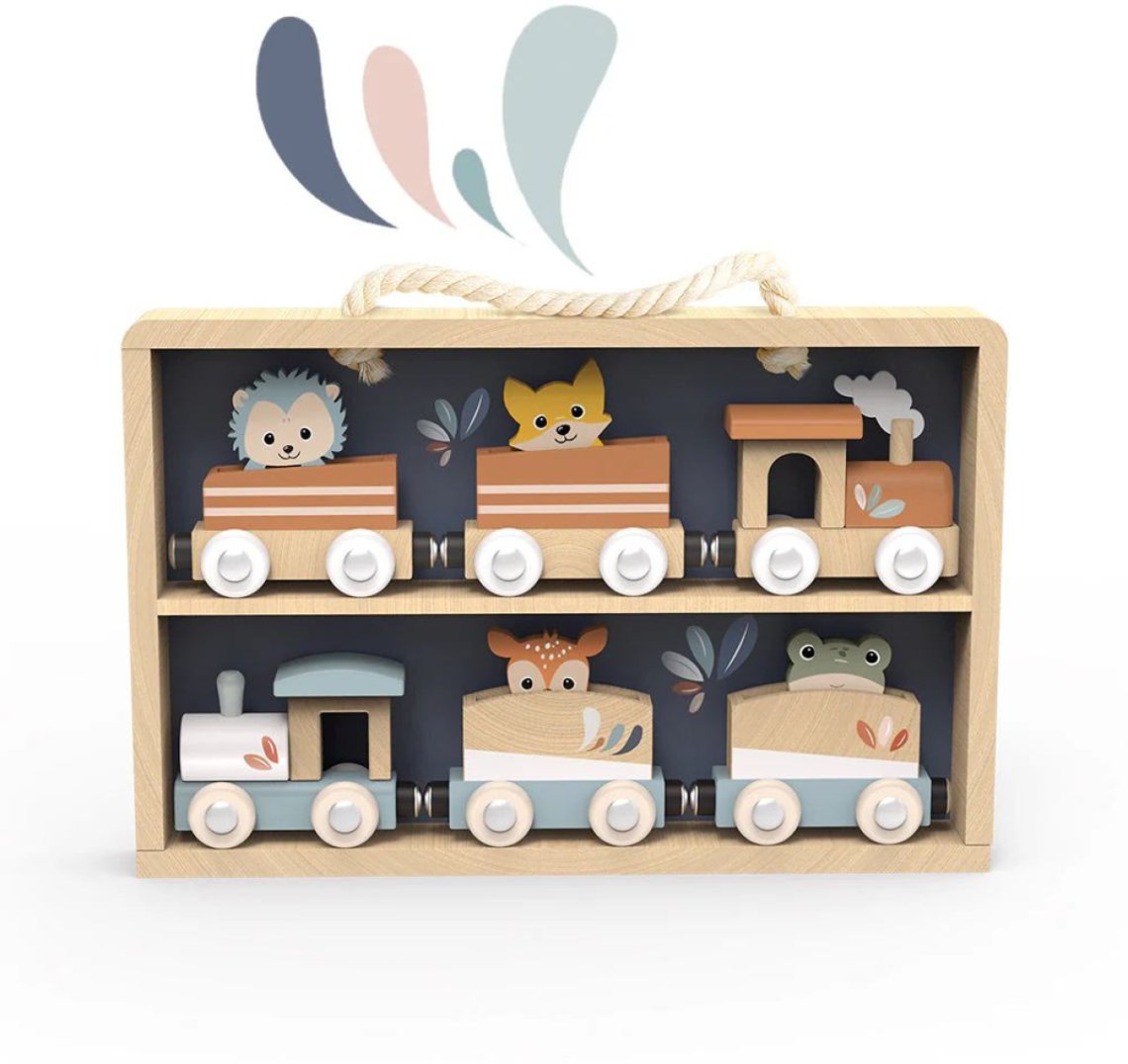 Dřevěné vláčky Speedy Monkey Trains set