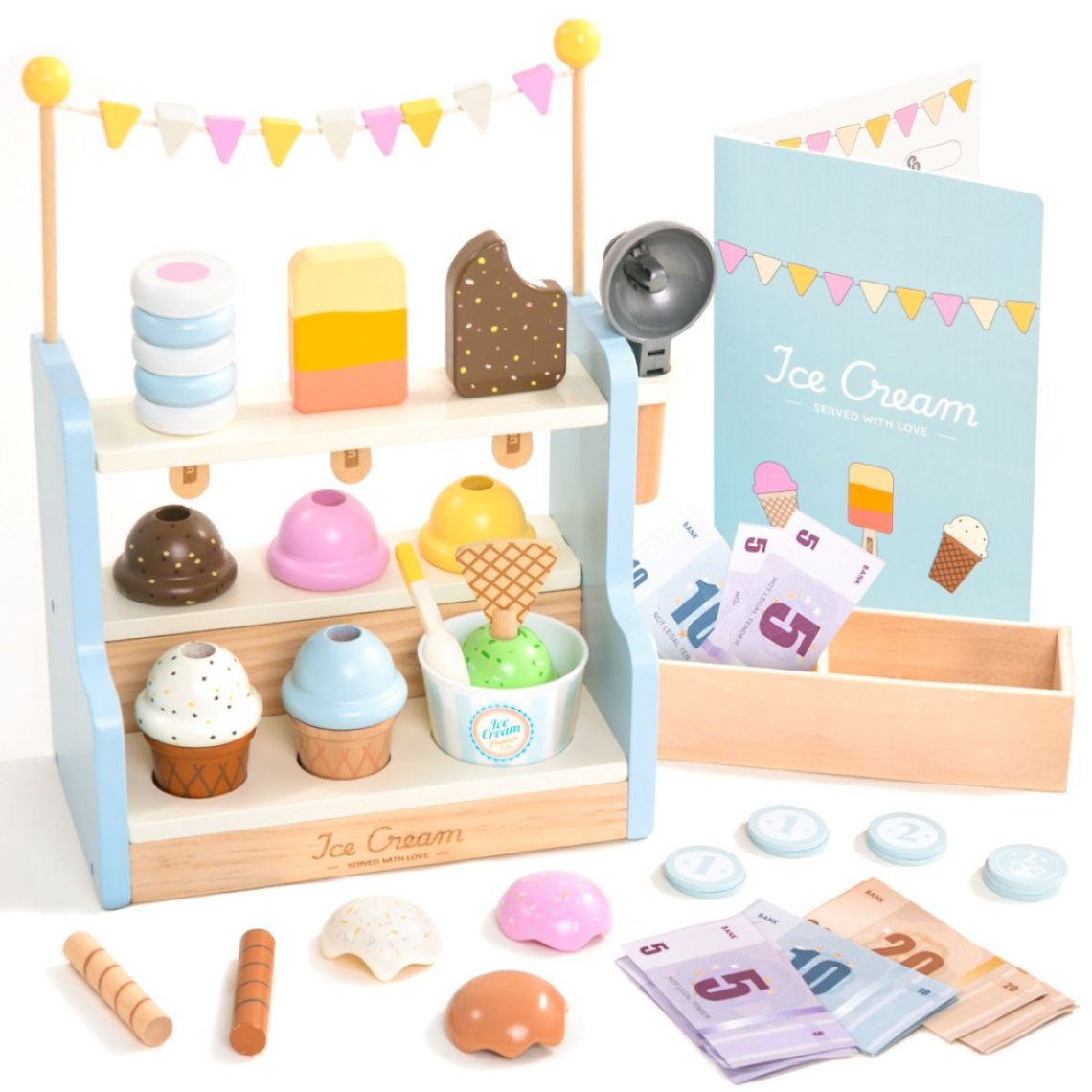 Zmrzlinový stánek dřevěný,  37 dílků