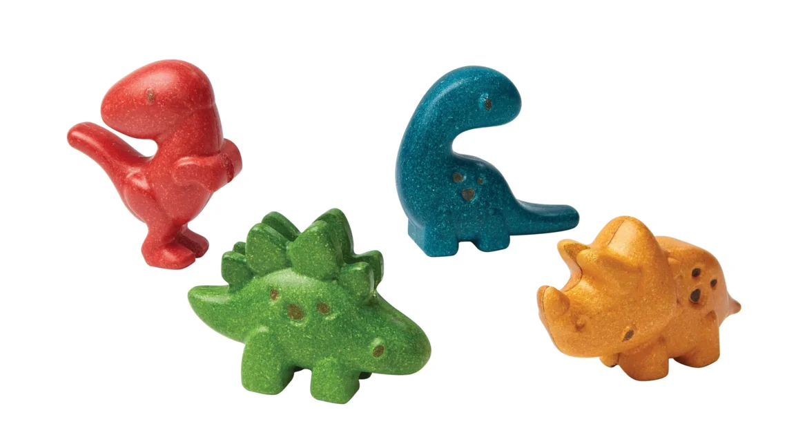 Dřevěná sada 4 dinosaurů